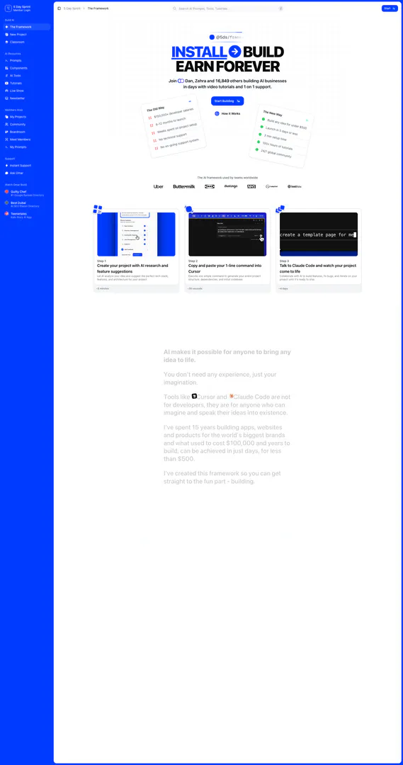 5daysprint website screenshot showing -- interface and features