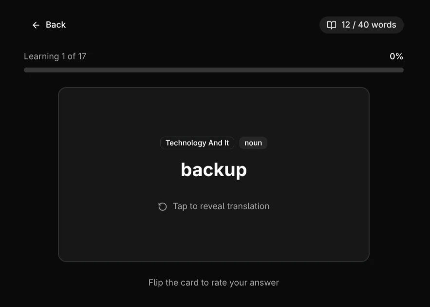 990prep vocabulary learning feature