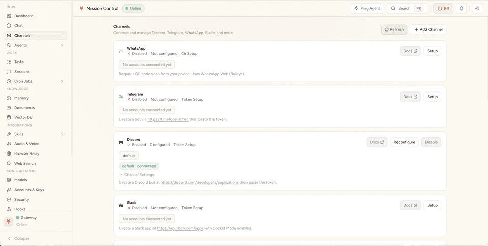 Agentbay messaging channels feature