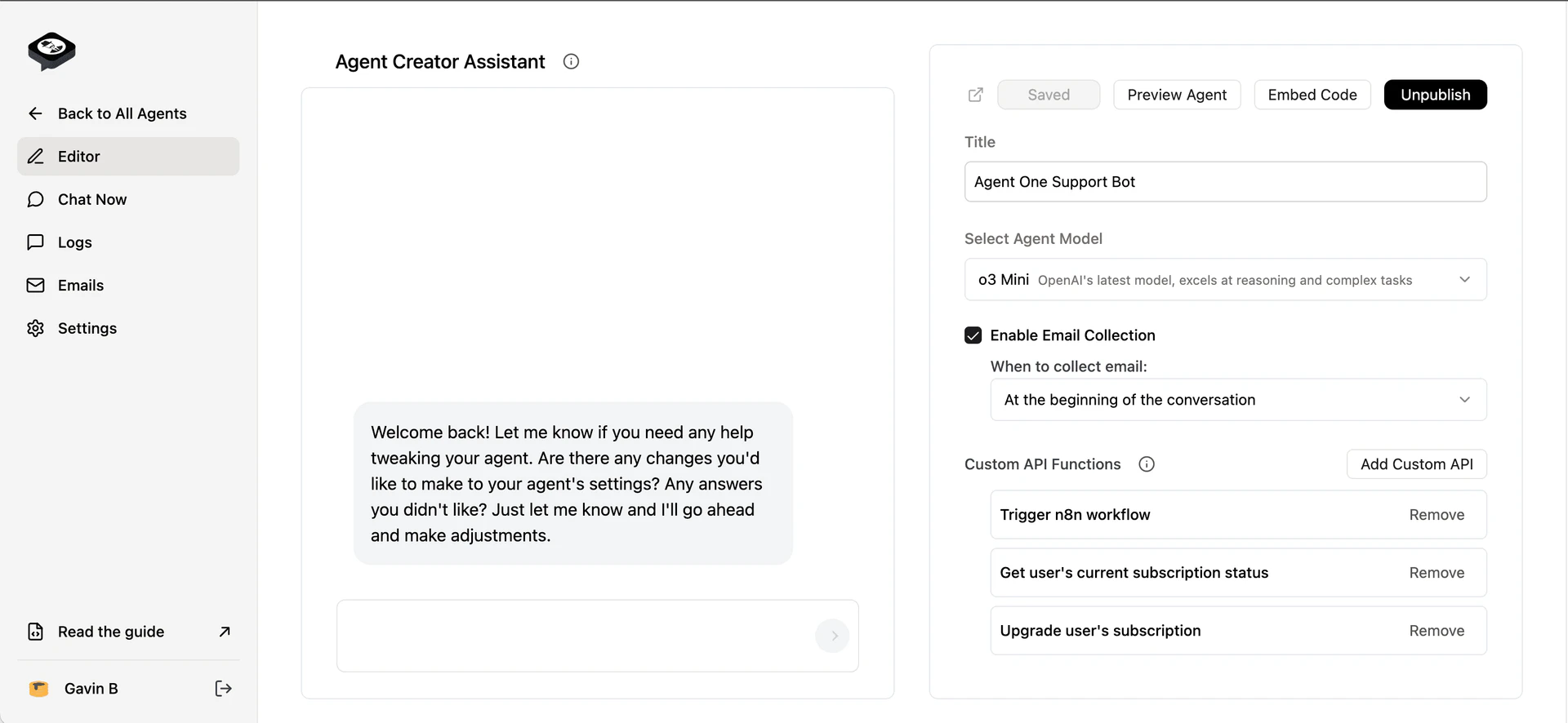 Agnt product overview showcasing the AI chat widget