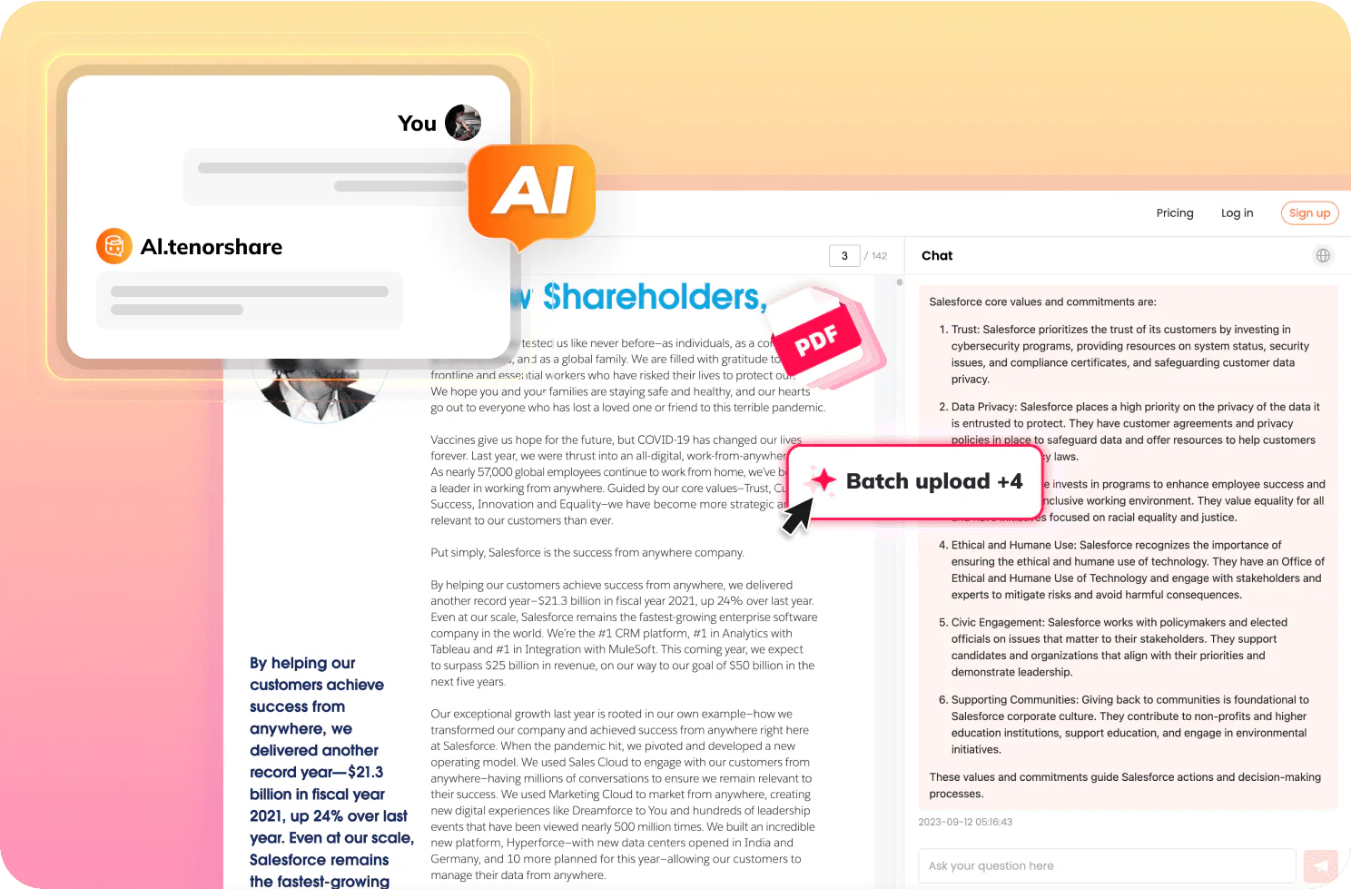 Showing Tenorshare AI PDF's interactive Q&A feature