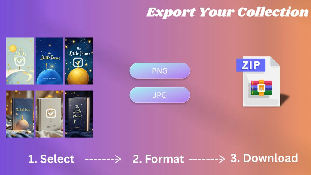 AI Book Cover Generator batch download screenshot