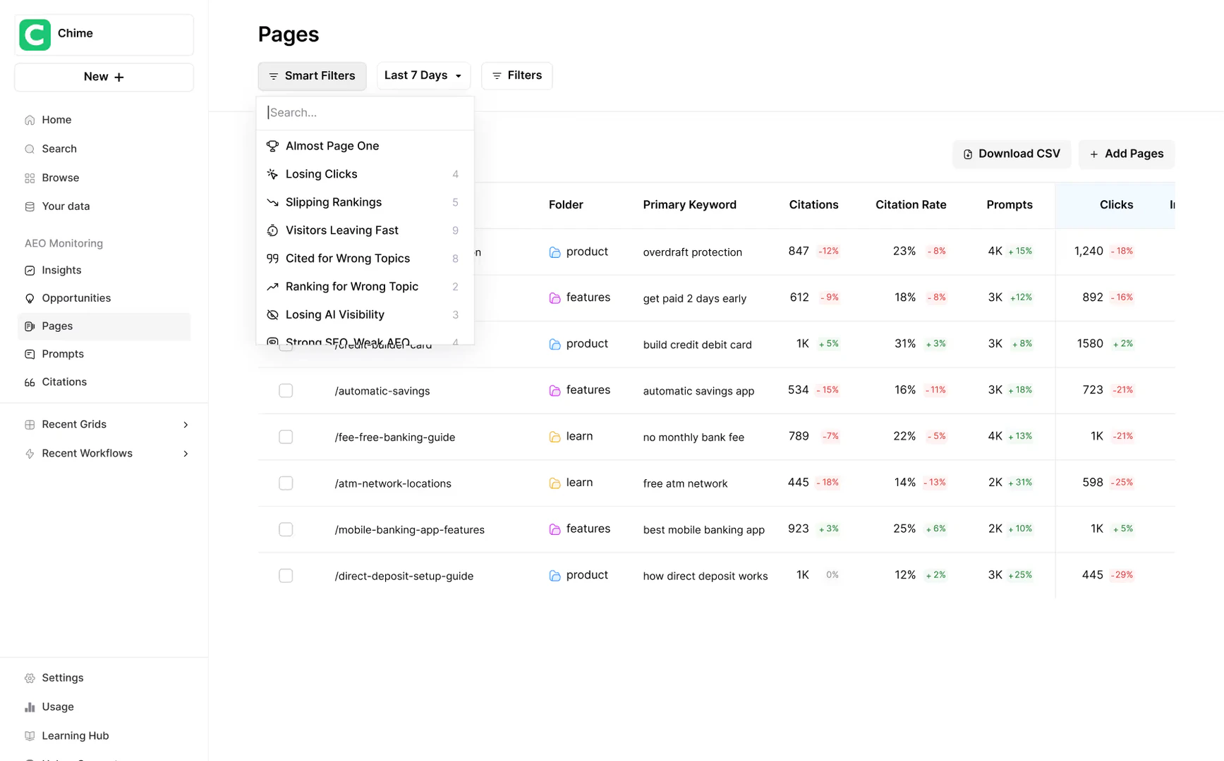 AirOps product interface showing insights feature