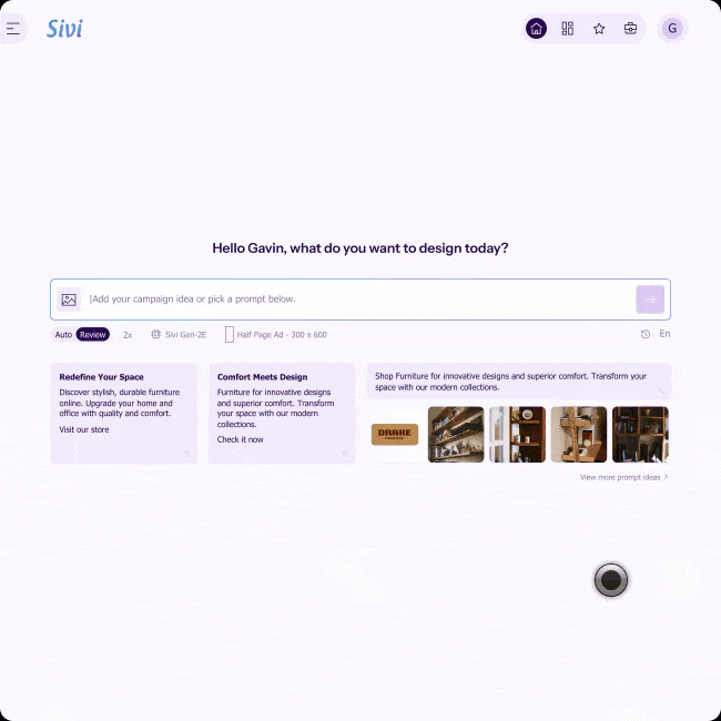 AI Design Generator adding prompts