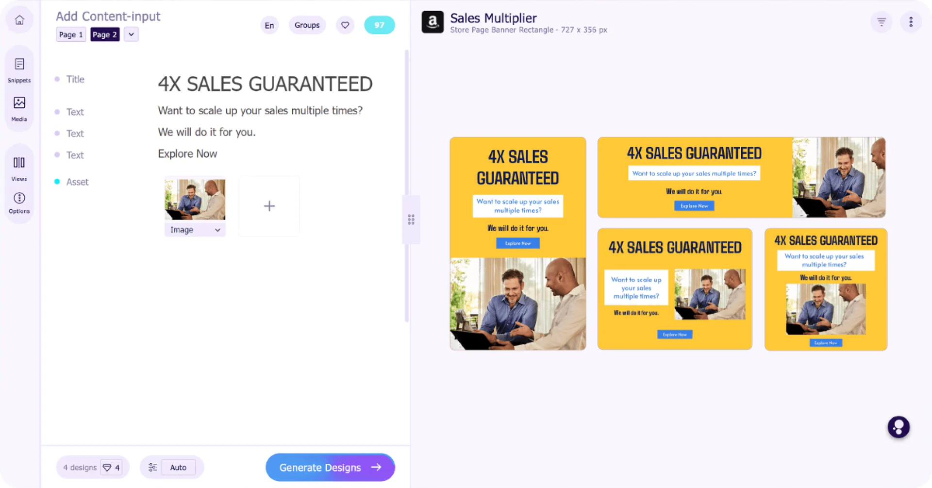 AI Design Generator banner generation use case