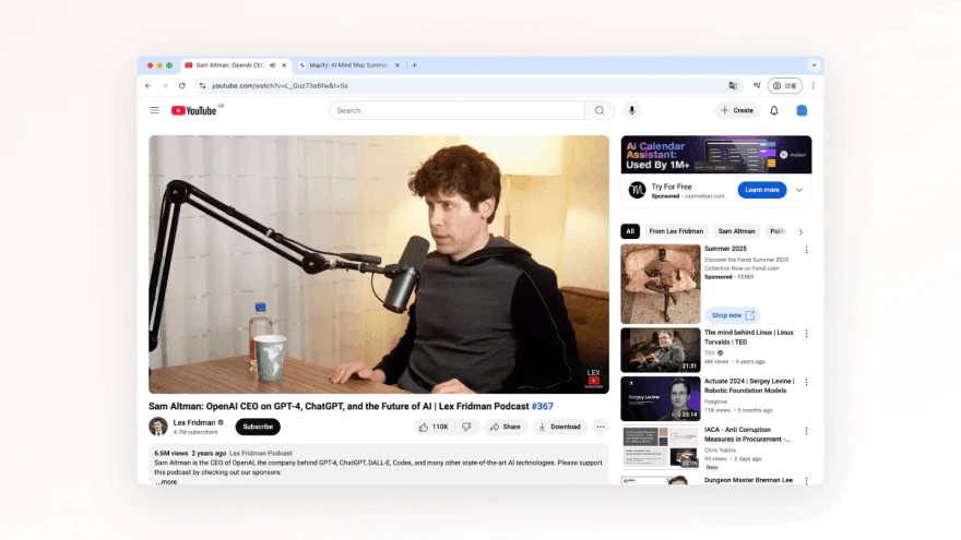 AI Mind Mapping YouTube to Mind Map usage screenshot