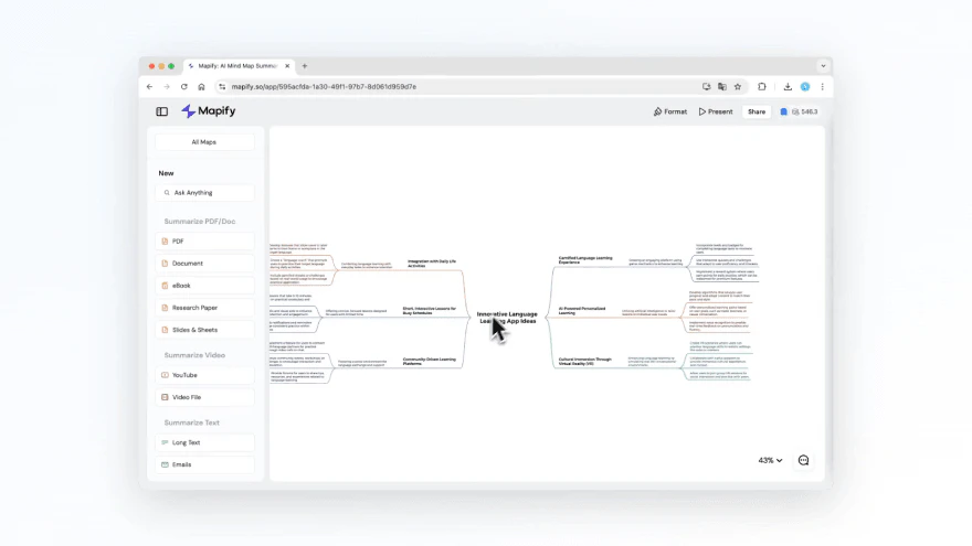 AI Mind Mapping customize and share feature demonstration