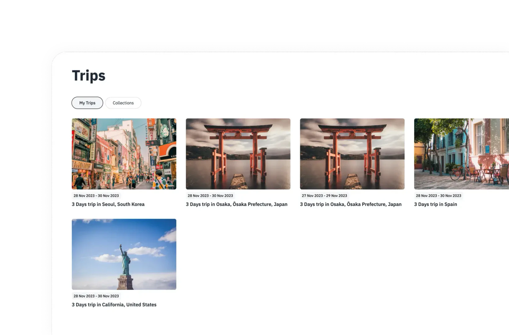AI Trip Planner organized trip overview