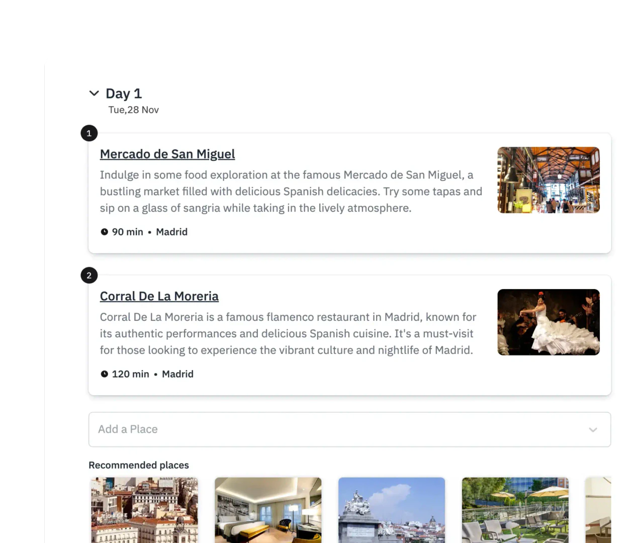 AI Trip Planner product interface overview