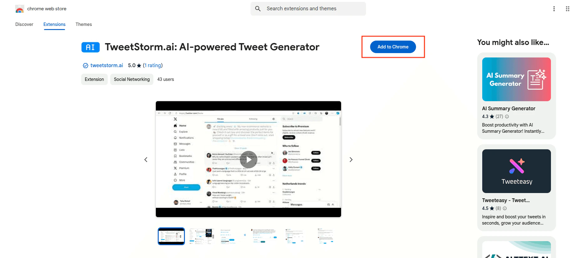 AI Tweet Generator use case example with Chrome extension installation