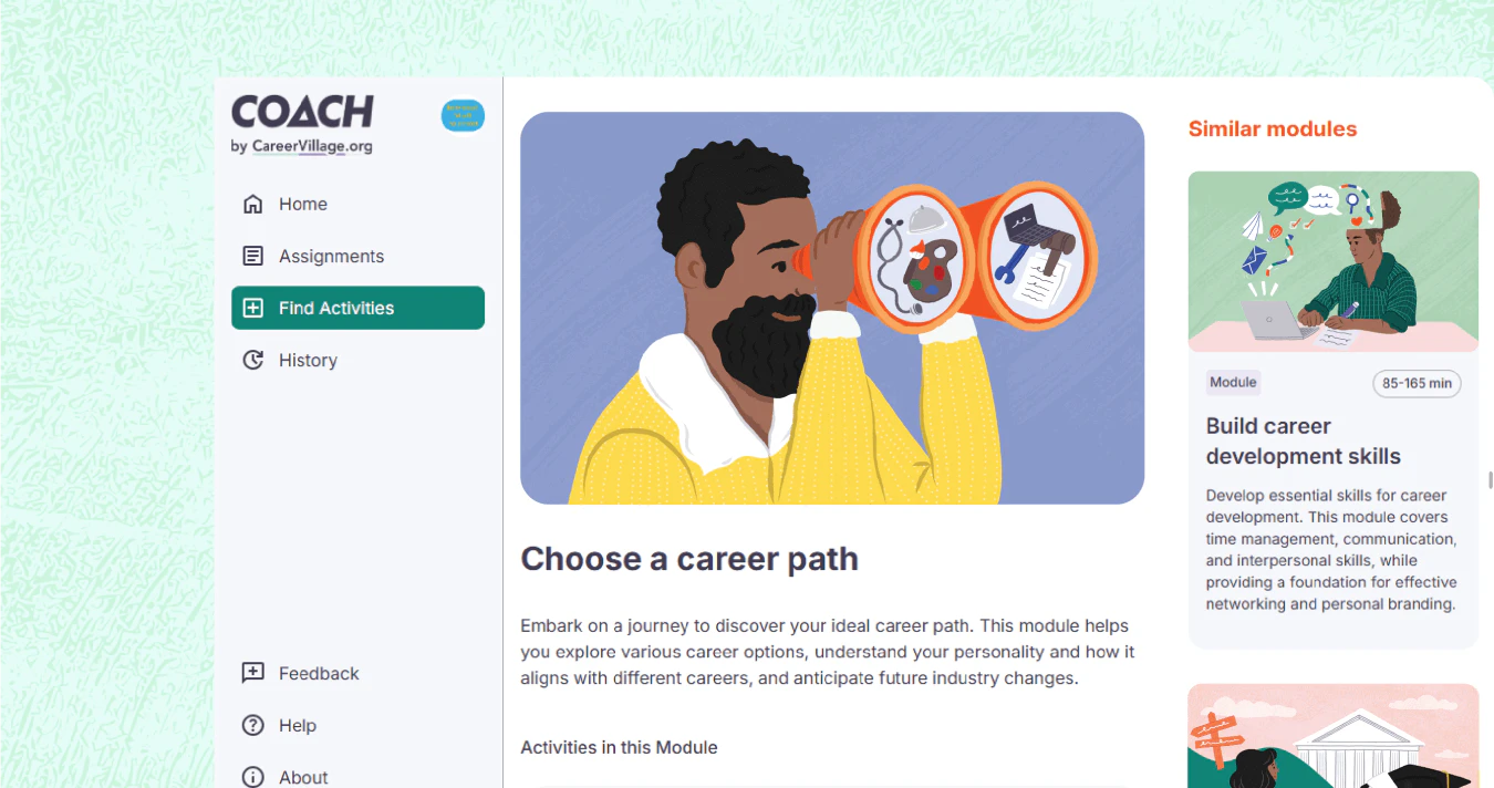 Aicareercoach features demonstration