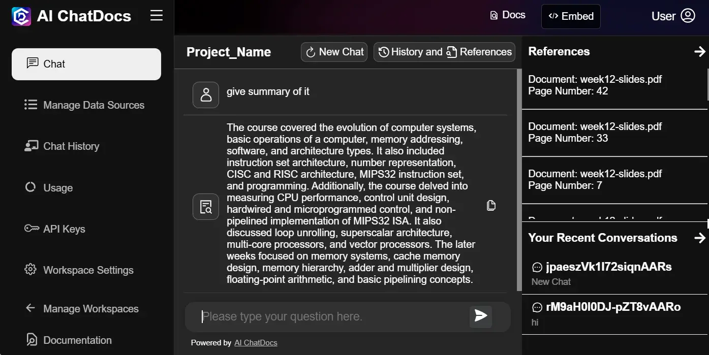 Aichatdocs product overview interface