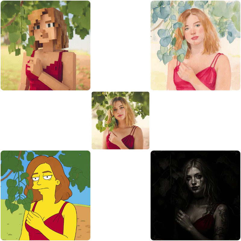 AI Filter product interface showing various styles