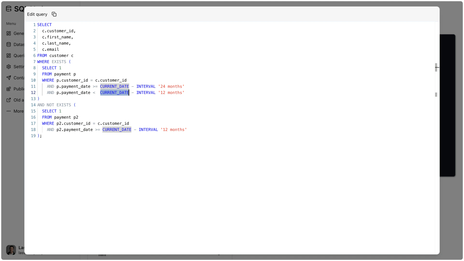 Aihelperbot query editor for manual adjustments