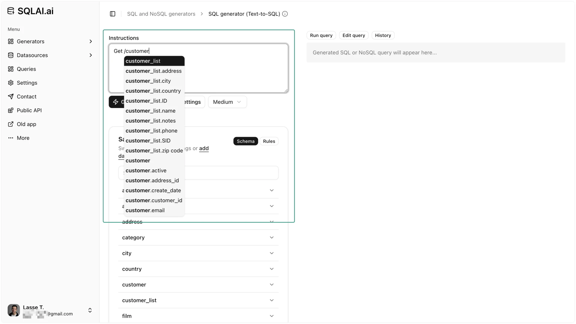 Aihelperbot user scenario with schema autosuggest