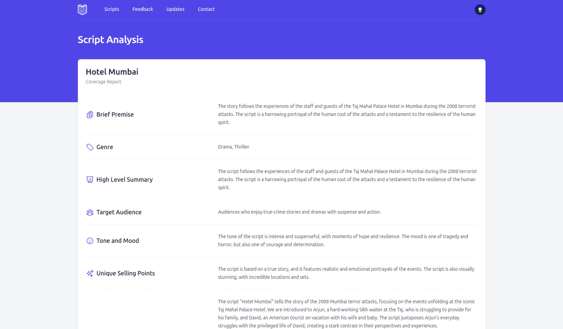 AIScriptReader coverage report interface