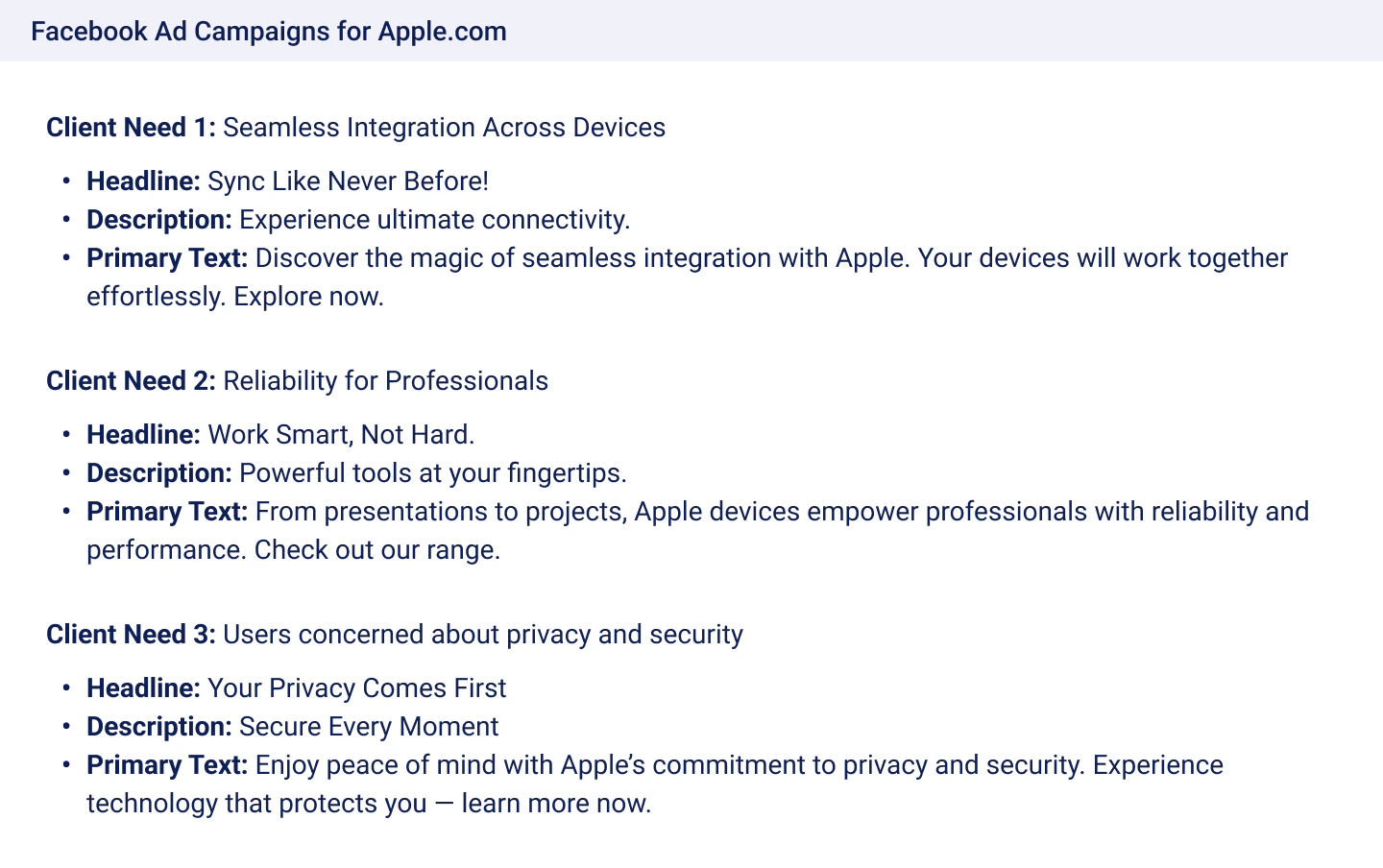 Aiter use case example for Apple ads