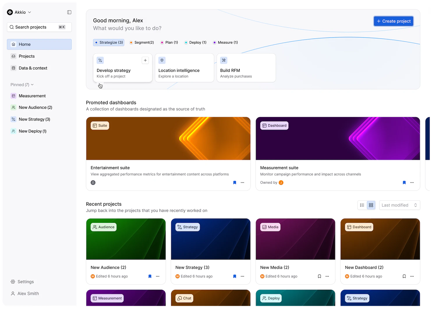 Akkio platform overview showing campaign workflows