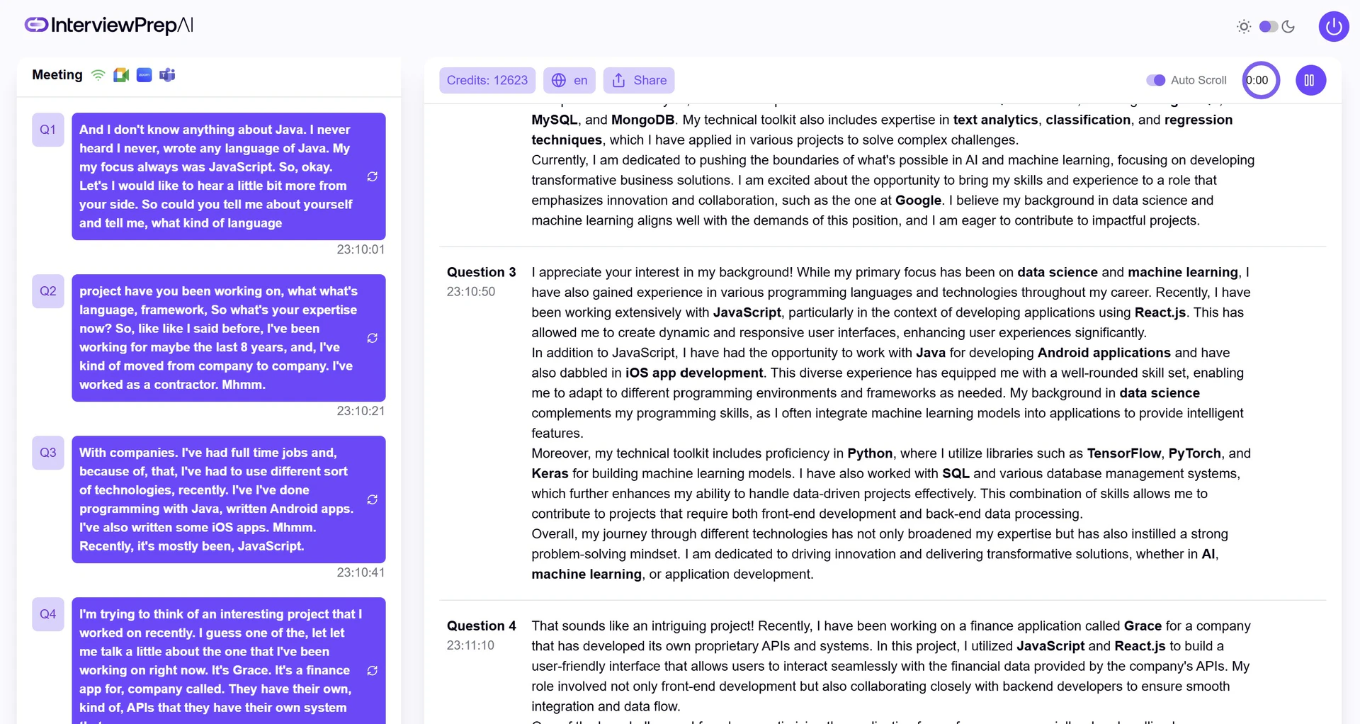 Alinterviewprep product interface showing interview preparation tools
