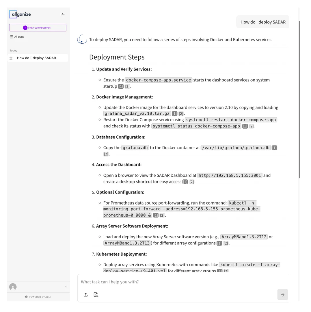 Allganizeai product interface showcasing Agentic RAG capabilities