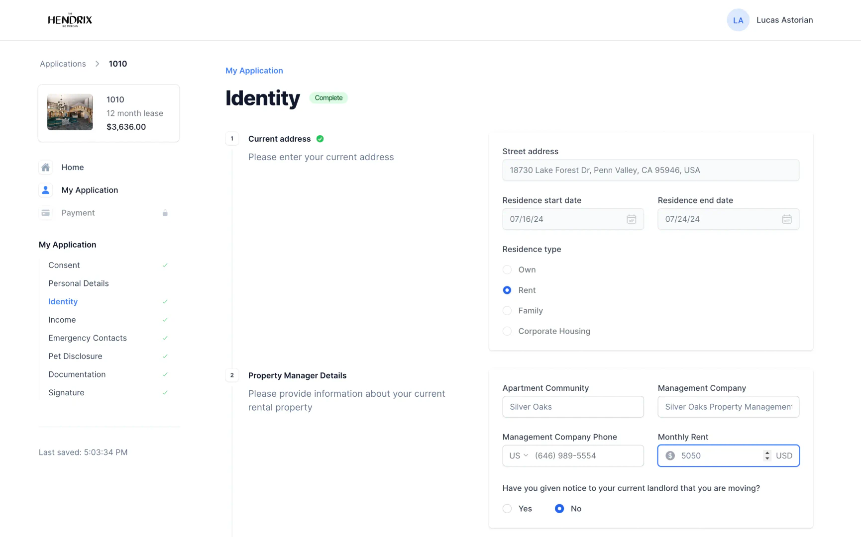 Arch application portal screenshot