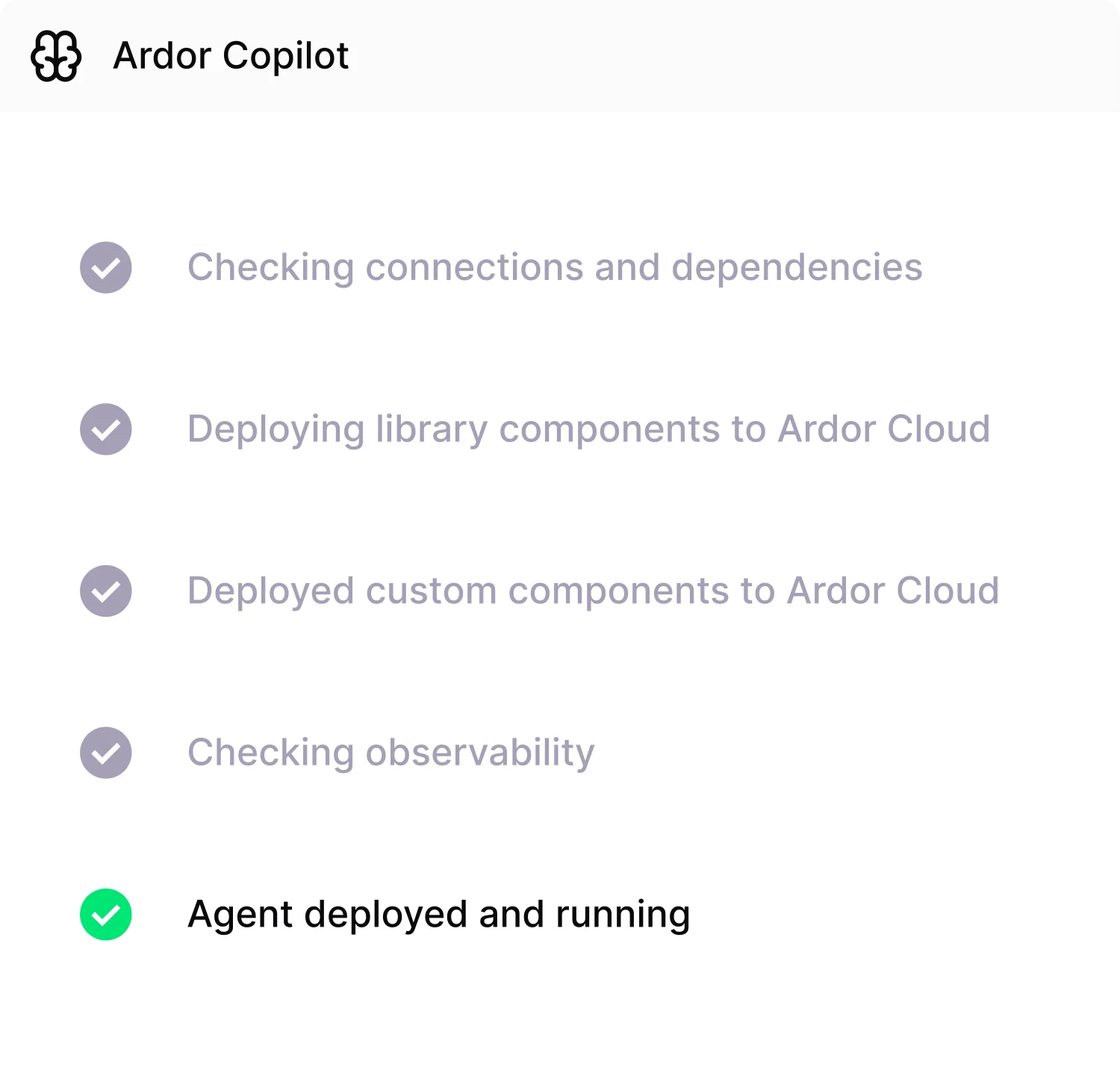 Ardor deployment step screenshot