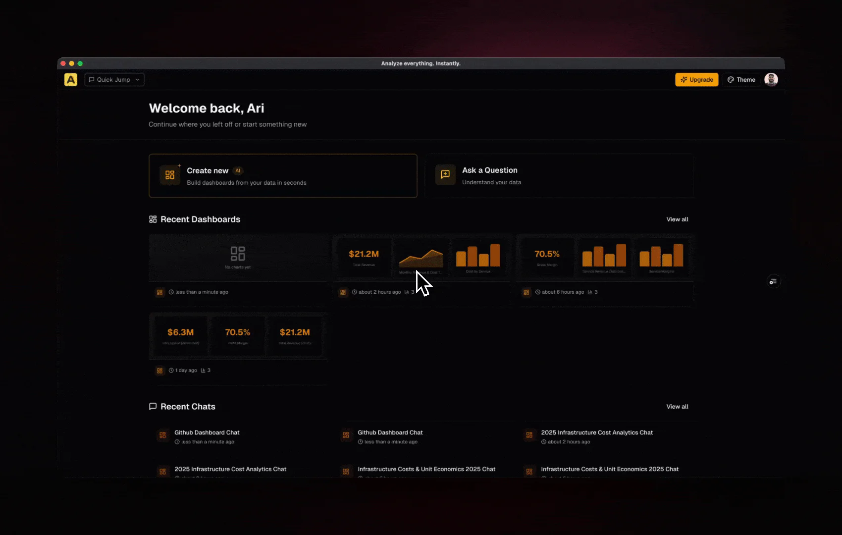 Arka AI-native dashboards demonstration