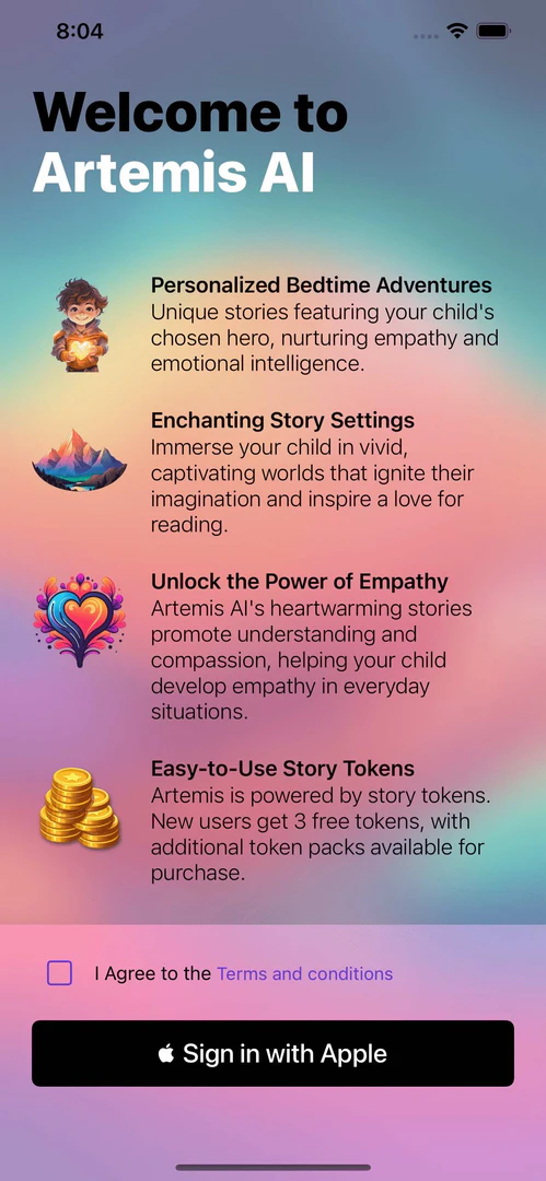 Artemis AI Bedtime Stories product interface