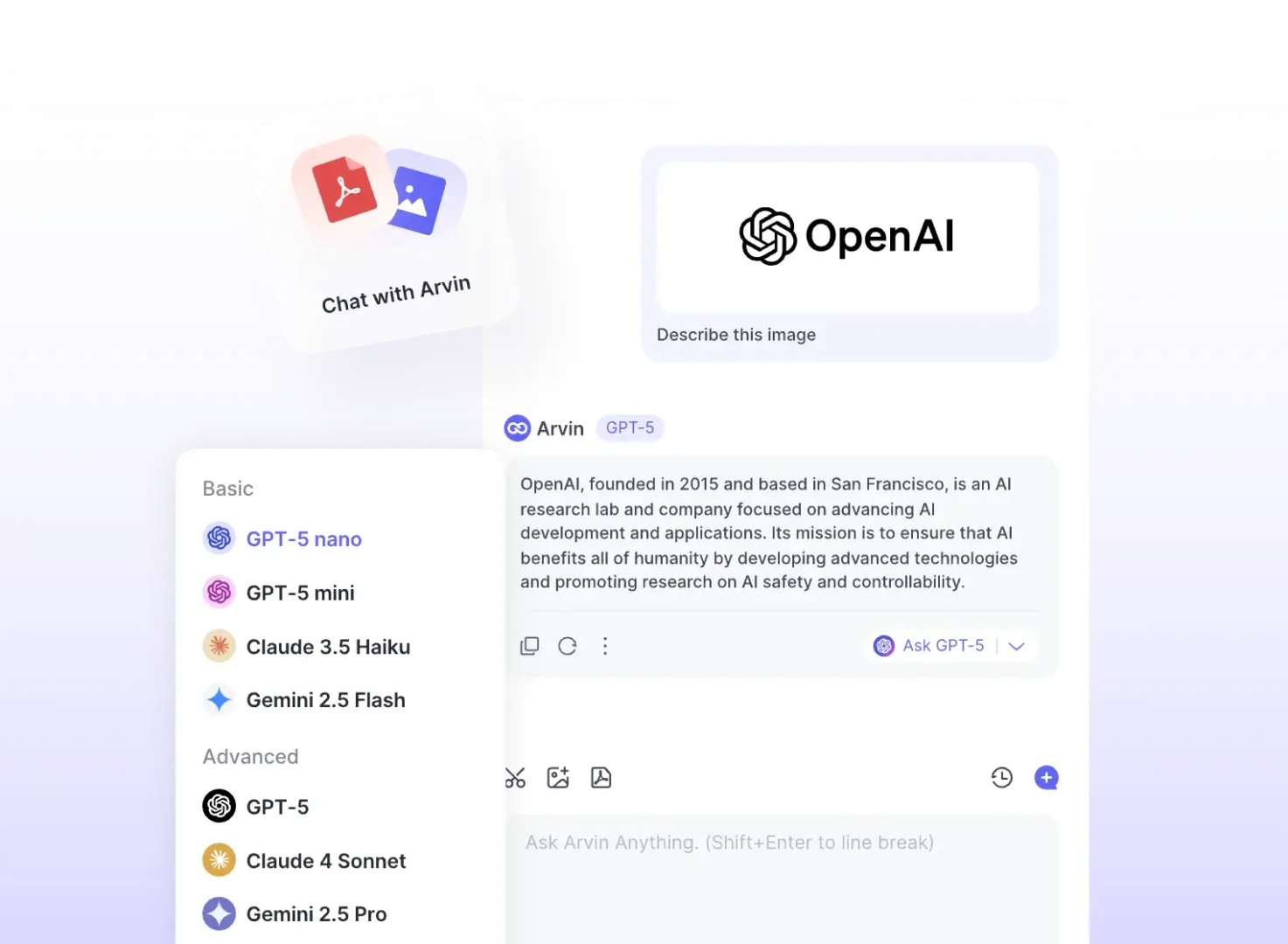 Arvin AI chatbot interface demonstration