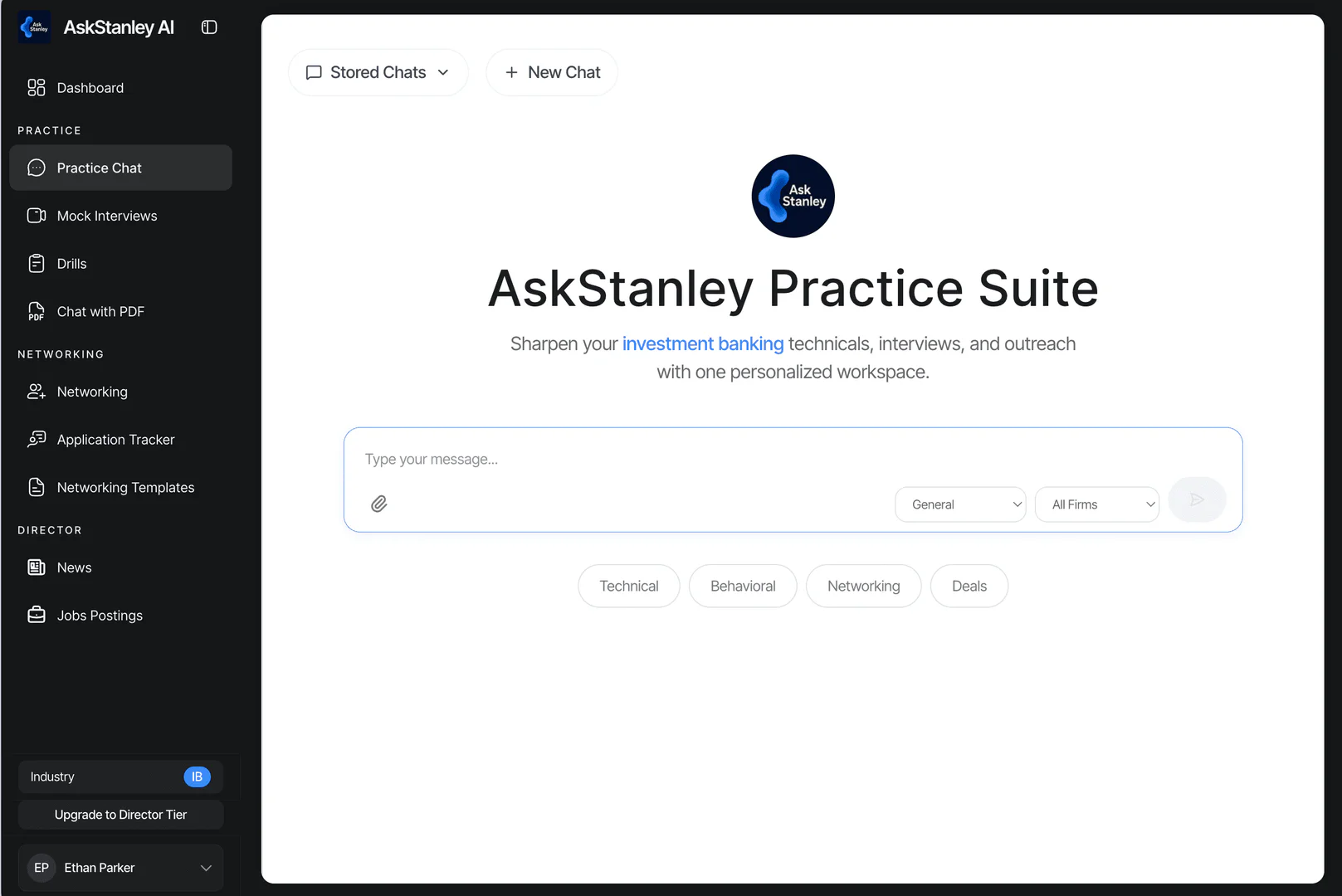 AskStanleyAI dashboard interface