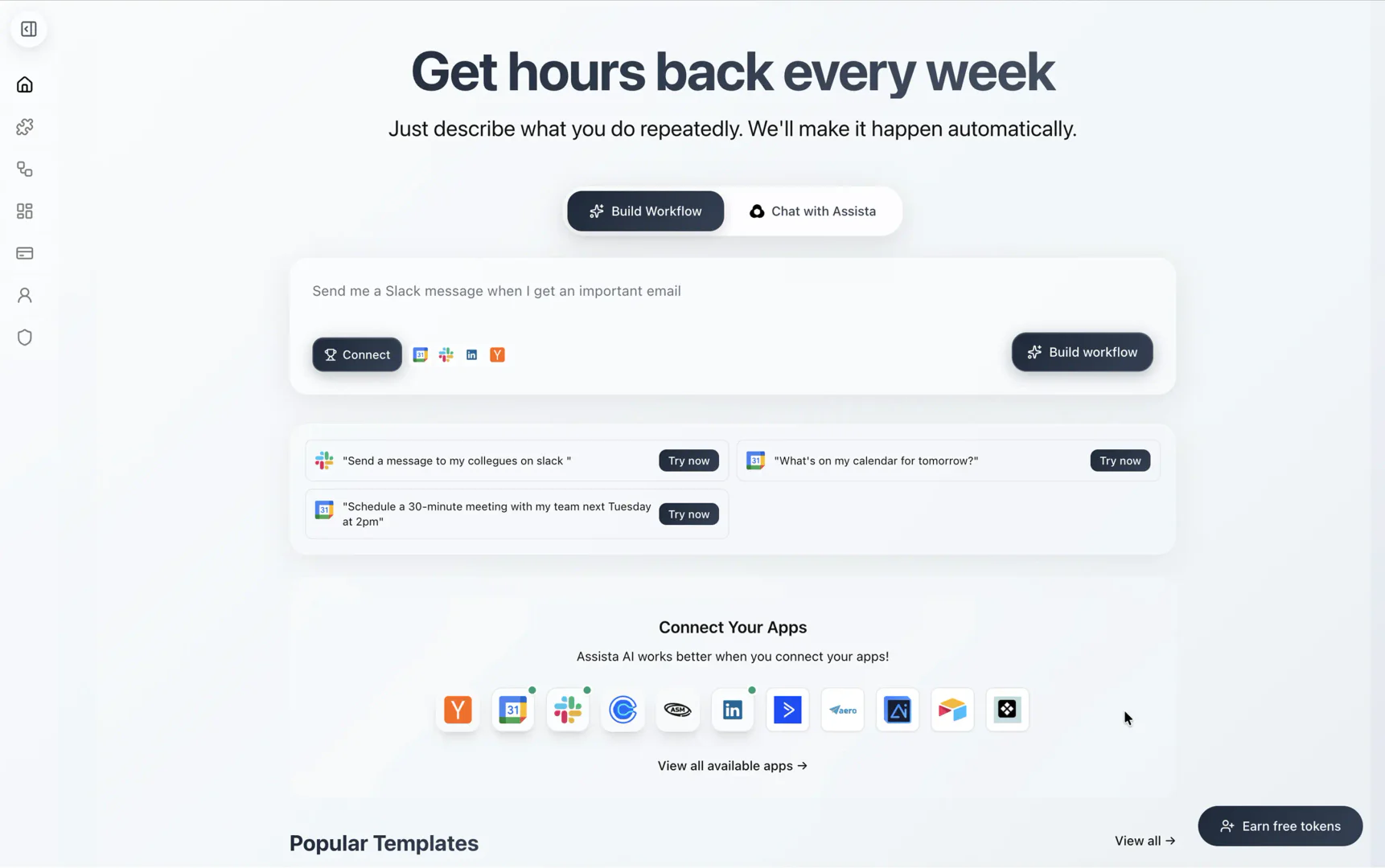 Assista product interface overview showing automation capabilities