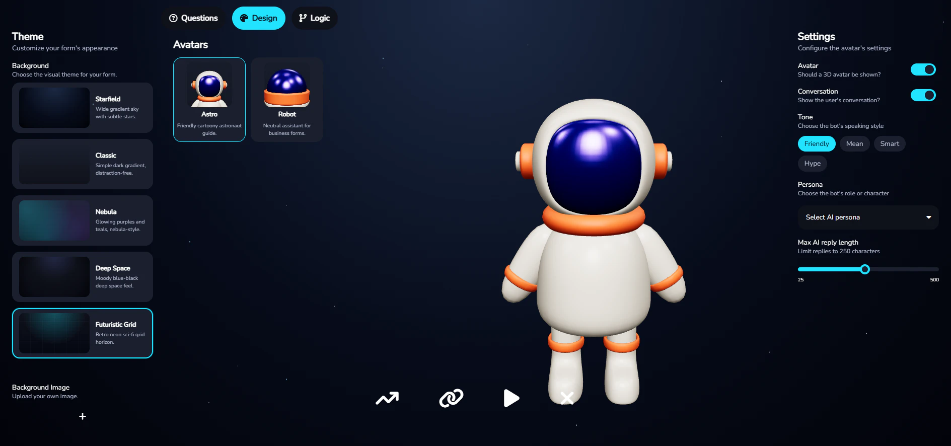 Choosing an avatar in AstroForms