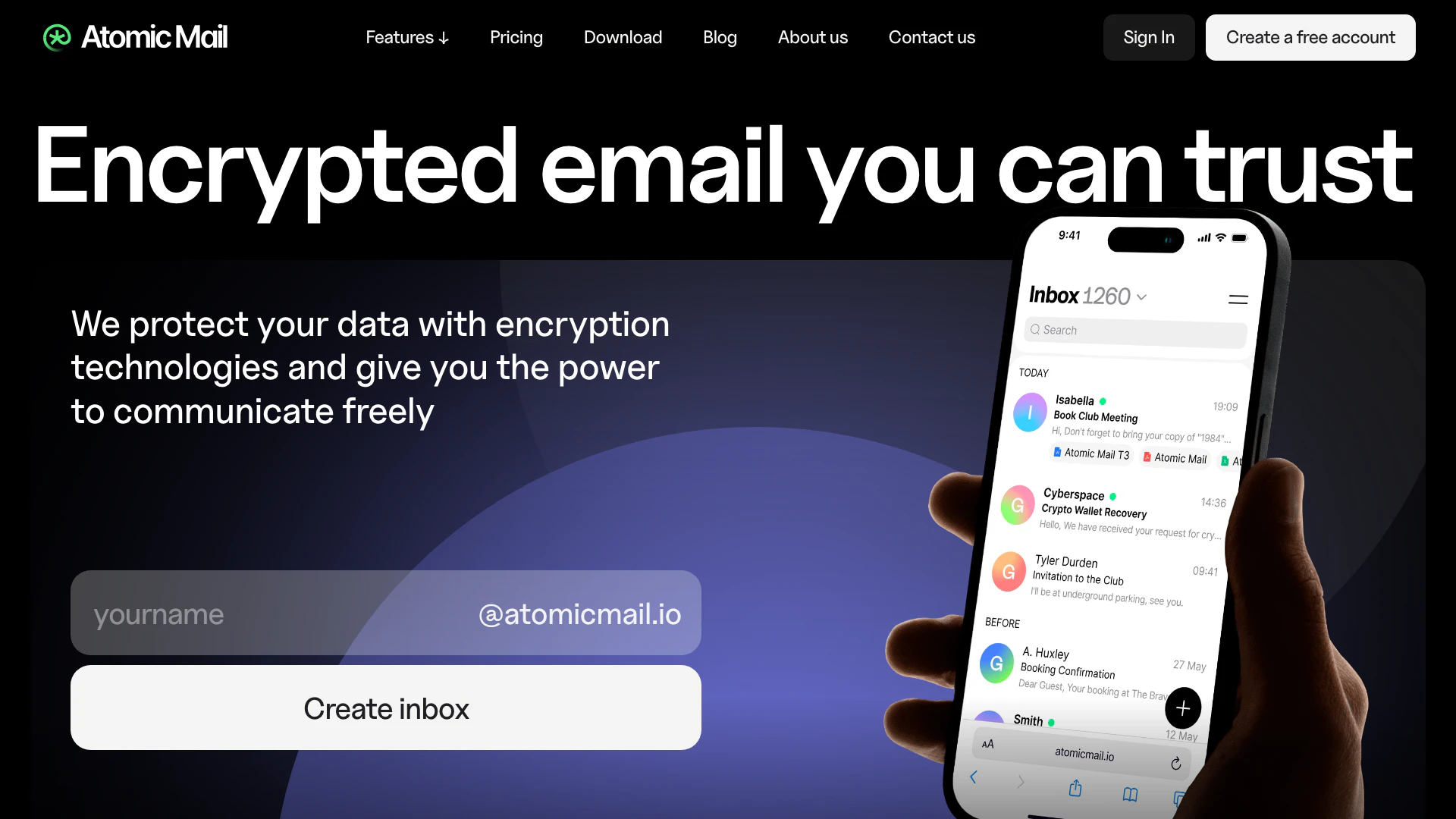 Atomicmail screenshot