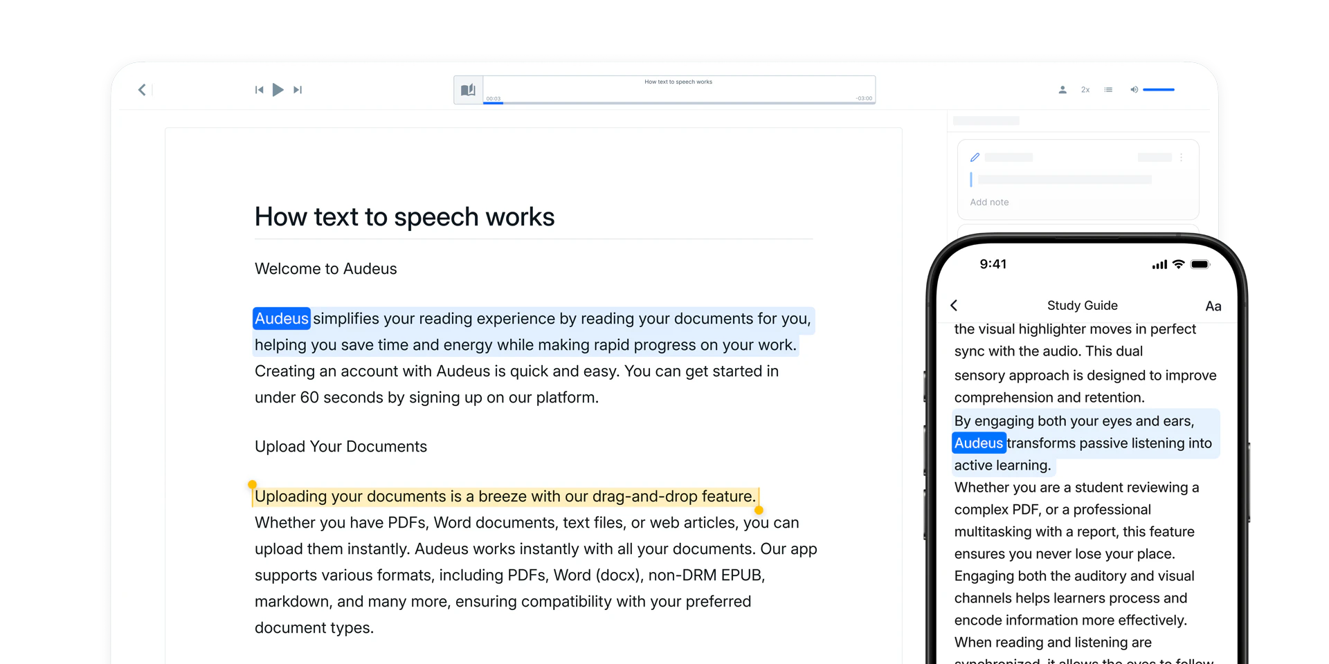Audeus product interface overview