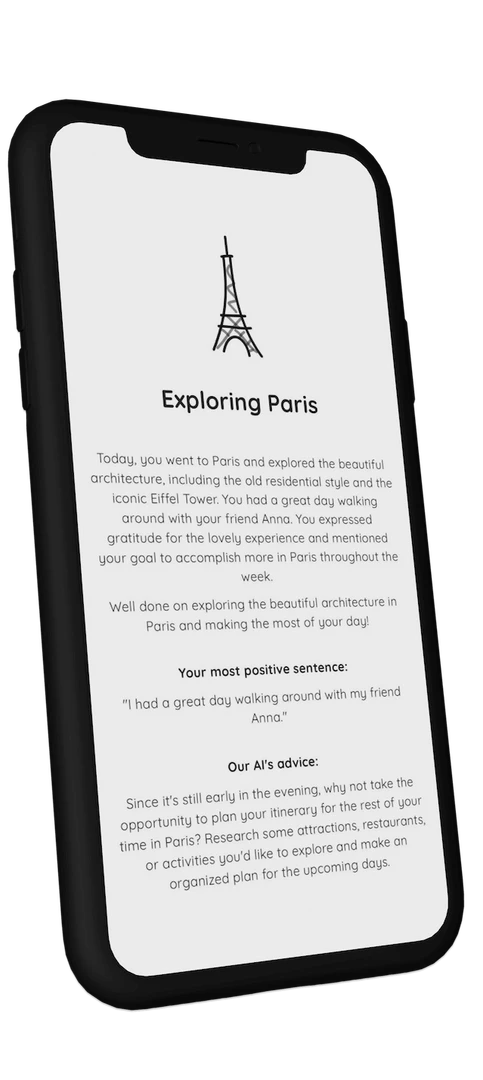 Audio Diary automatic summary page