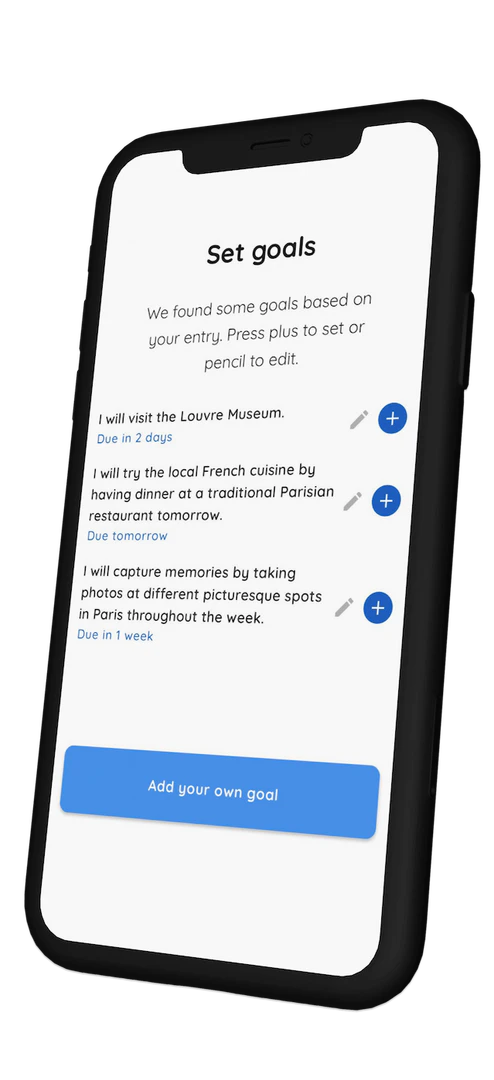 Audio Diary automatic goals page