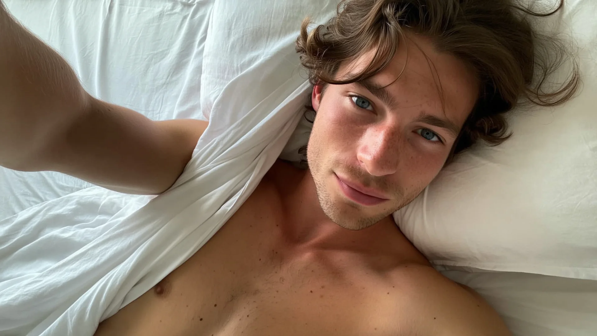 Aura for Creators AI generated bed selfie