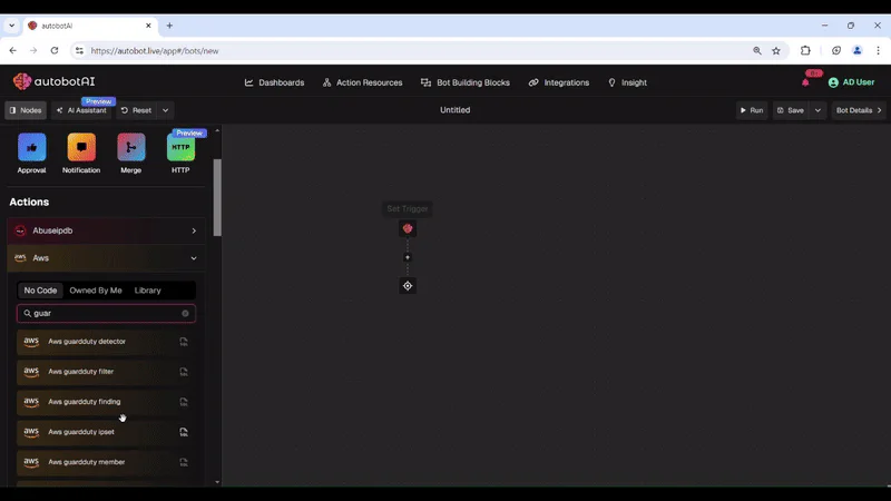 autobot drag-and-drop builder interface