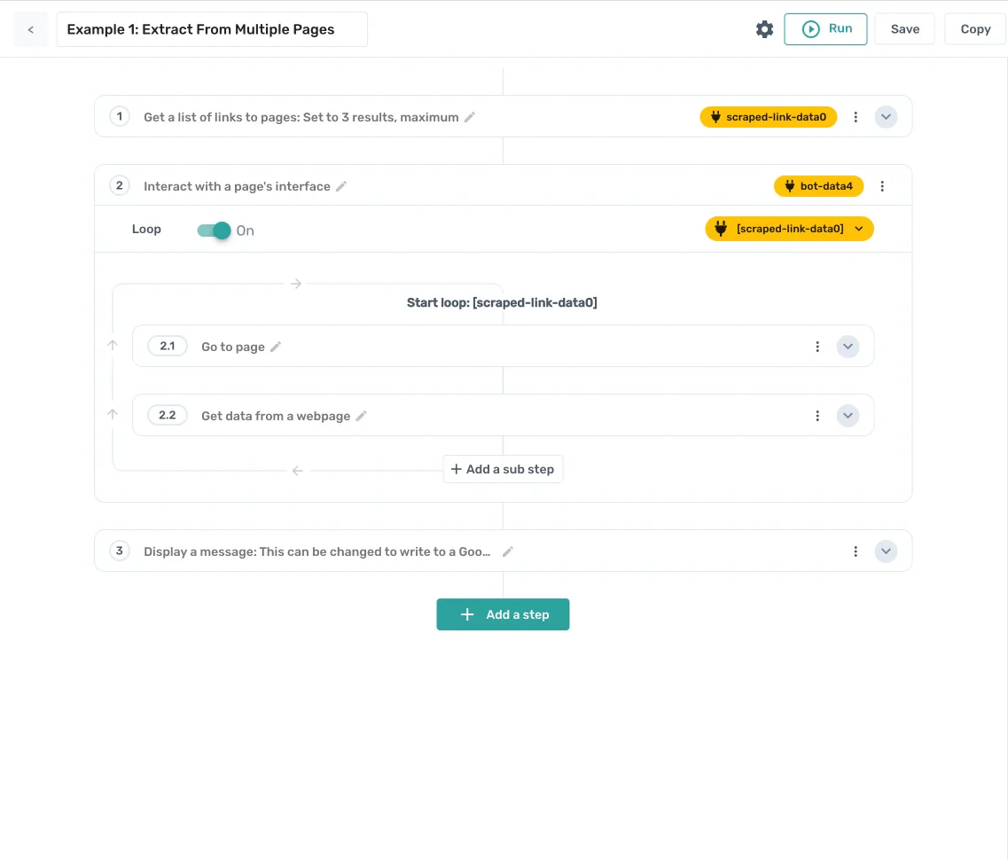 Axiom feature demonstration showing the no-code builder