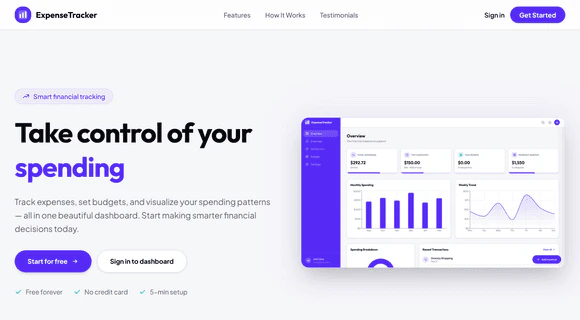 B12 Io website example for expense tracking app