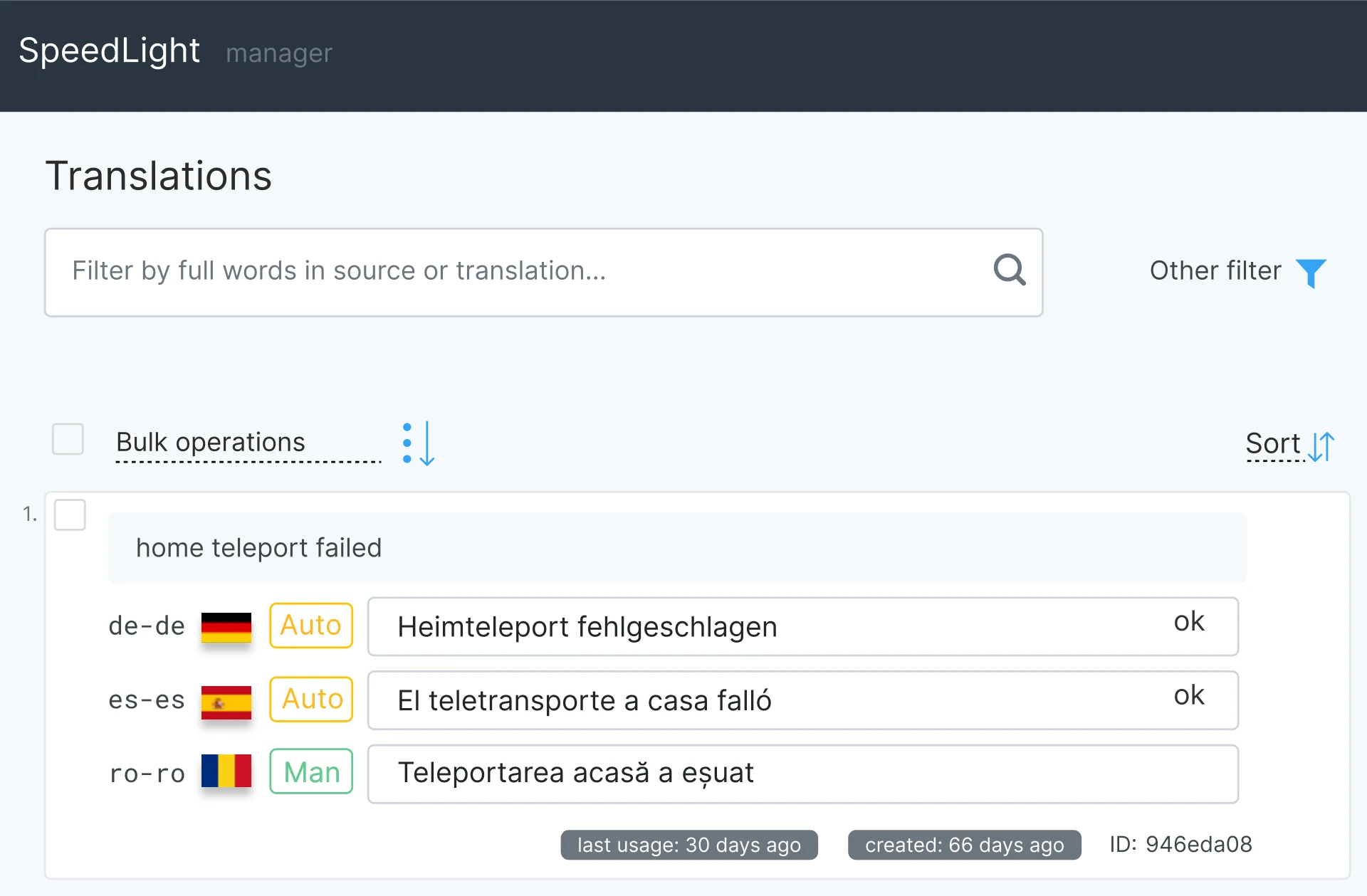 Babelshark localization tool interface