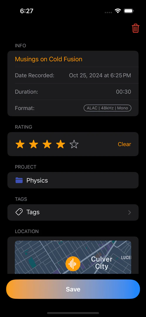 Banginaudiorecorder saving ideas interface
