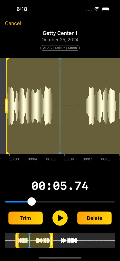Banginaudiorecorder audio editing interface