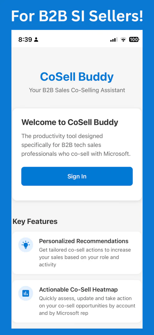 CoSell Buddy feature demonstration for managing Microsoft relationships