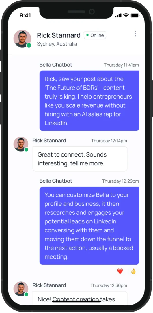 Bellasales product overview with AI sales agent interface