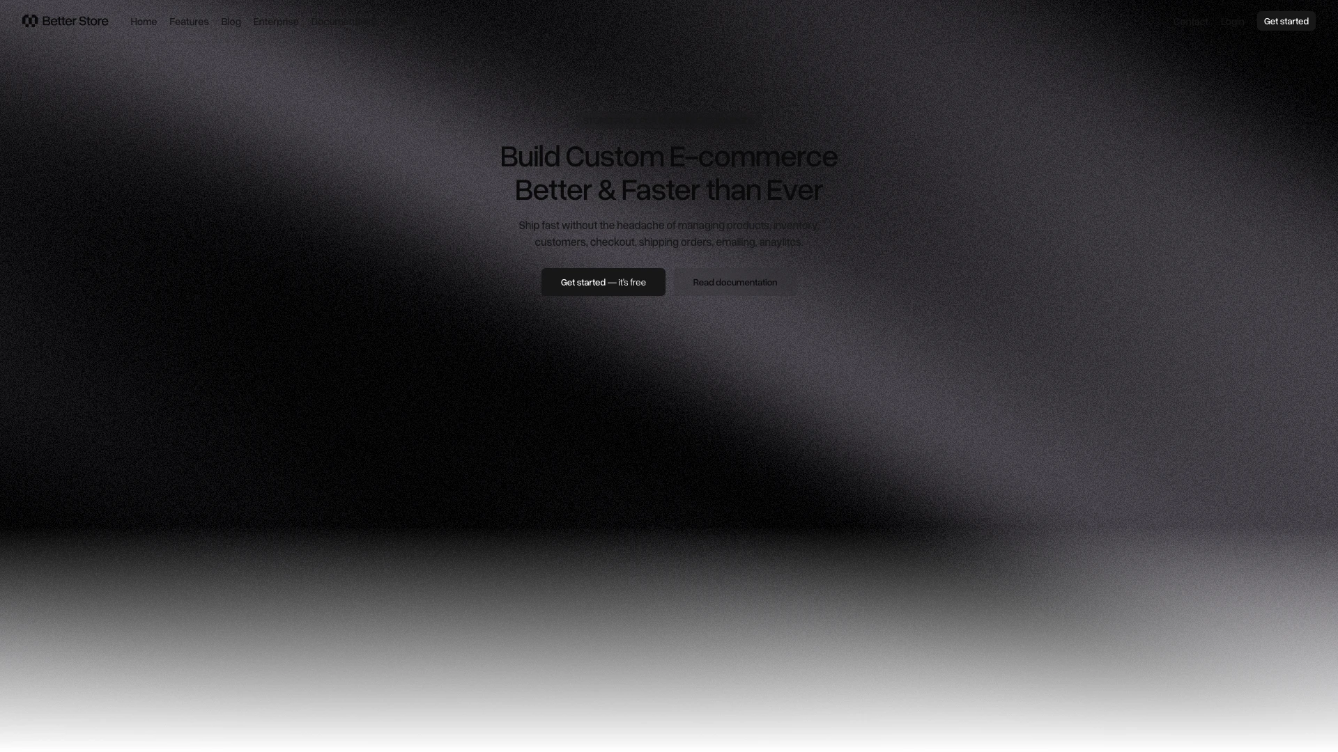 Betterstore website screenshot showing Better Store est la solution e-commerce ... interface and features