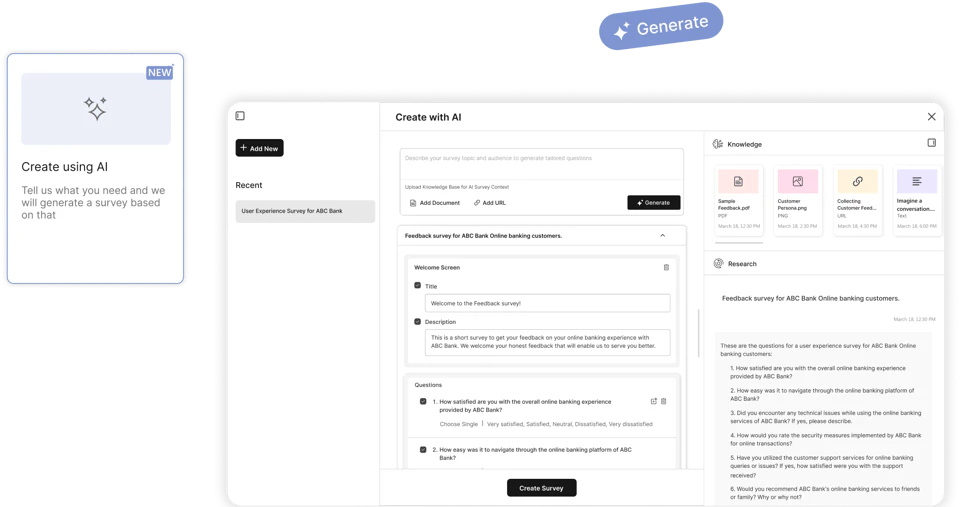 BlockSurvey AI-powered survey creation feature demonstration