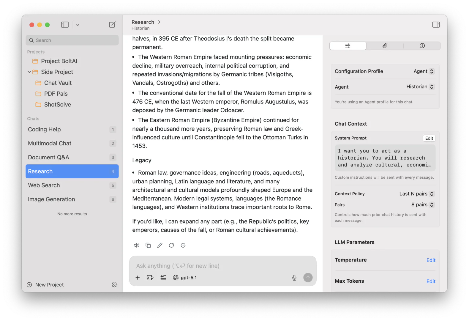 BoltAI feature demonstration