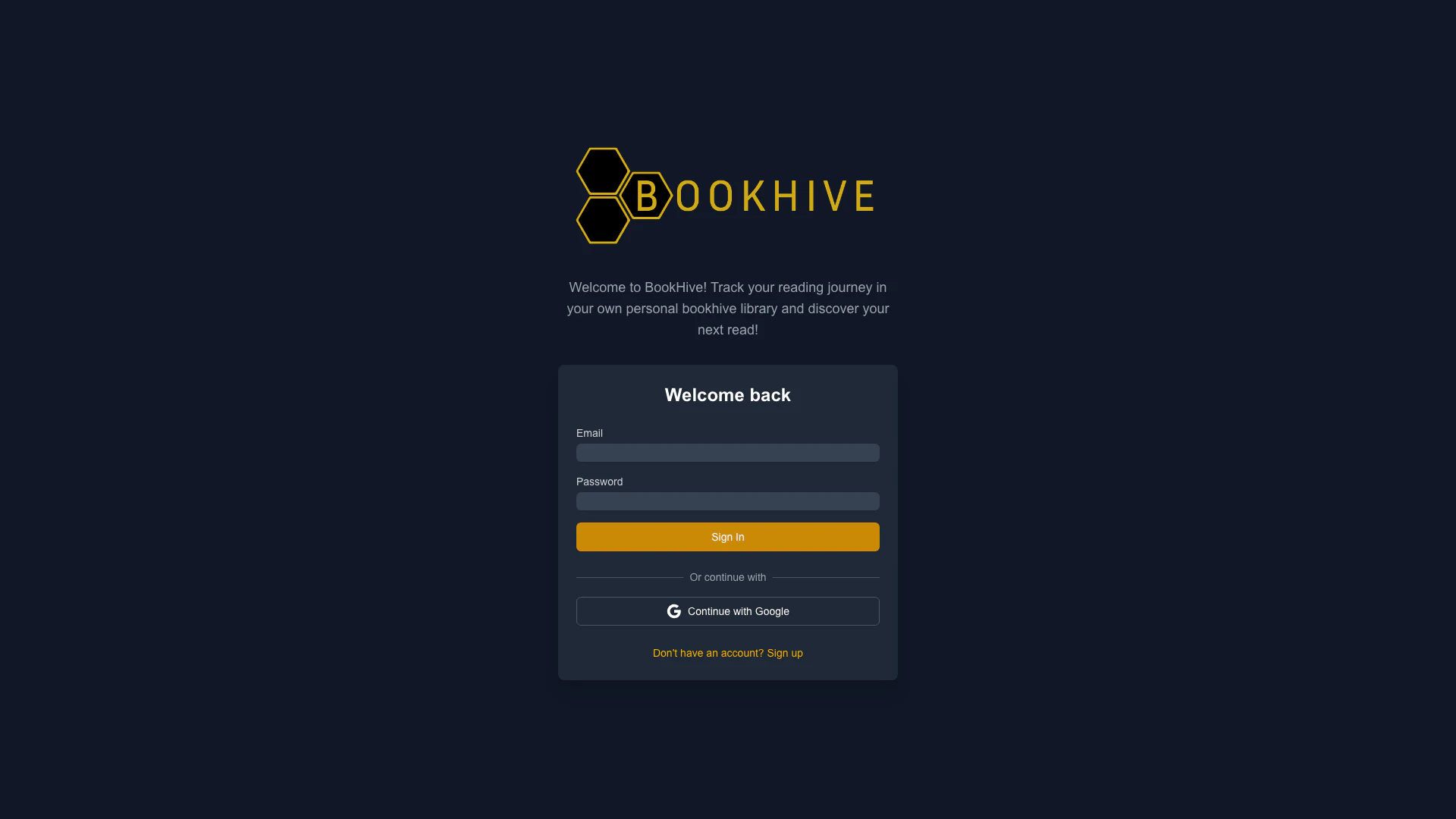Book Hive website screenshot showing Generated by create next app interface and features