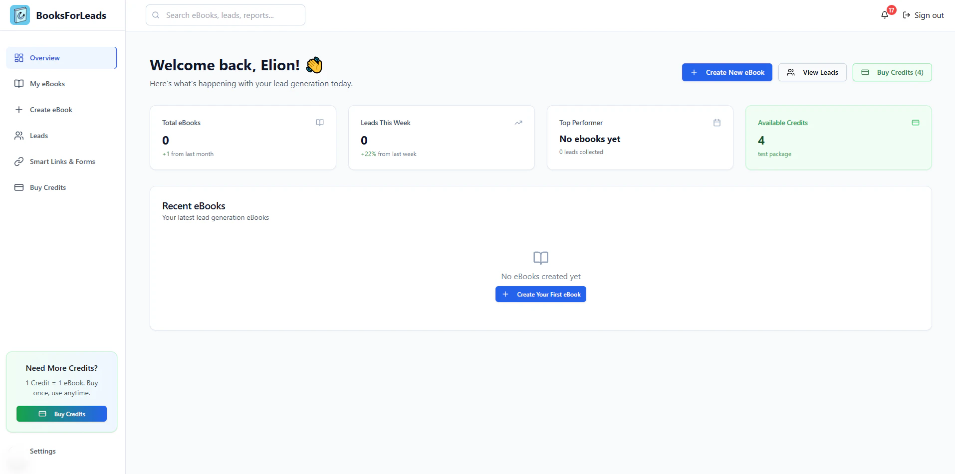 BooksforLeads product interface overview